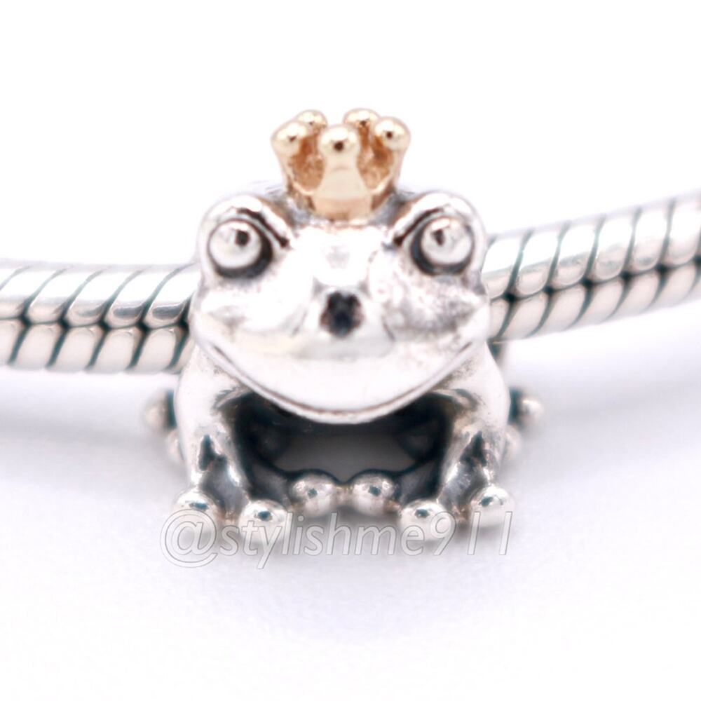 Authentic Pandora Silver Frog Prince with 14K Gold Crown Charm - 791118